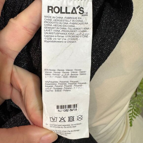 Rolla’s Caroline Lurex Knit Button Top Black | Medium | Free People - Picture 10 of 12